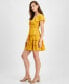 ფოტო #4 პროდუქტის Juniors' Flutter-Sleeve Tiered Mini Dress