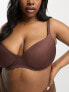 ASOS DESIGN Curve microfibre moulded t-shirt bra in brown US 38H - фото #7