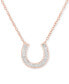 ფოტო #1 პროდუქტის Diamond Horseshoe 18" Pendant Necklace (1/10 ct. t.w.) in 14k Rose Gold-Plated Sterling Silver