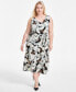 ფოტო #1 პროდუქტის Plus Size Rhonda Printed Tie-Waist Fit & Flare Dress