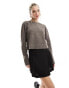 Weekday Ayla knitted jumper in dark taupe melange