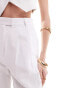 ASOS DESIGN longline high waisted tailored short with linen in white