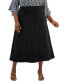 ფოტო #1 პროდუქტის Plus Size Solid Pull-On Seamed Midi Skirt
