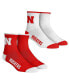 ფოტო #1 პროდუქტის Youth Boys and Girls Socks Nebraska Huskers Core Team 2-Pack Quarter Length Sock Set