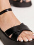 Glamorous Wide Fit cross strap platform sandals in black