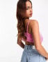 Monki fringe cami cropped top in pink