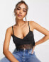 Фото #1 товара Miss Selfridge lace trim cami top in black