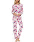 ფოტო #1 პროდუქტის Erica Lace-Trim Printed Knit Pajama Set