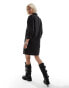 Фото #6 товара ONLY puff sleeve denim mini dress in black