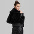 Фото #2 товара Women's Faux Fur Bomber Jacket - Wild Fable Black XXS