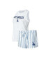 ფოტო #1 პროდუქტის Women's White Los Angeles Dodgers Reel Pinstripe Tank Top and Shorts Sleep Set