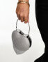 True Decadence heart clutch bag in silver rhinestone