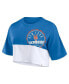 Фото #2 товара Women's Royal/White New York Mets Color Split Boxy Cropped T-Shirt