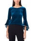 ფოტო #1 პროდუქტის Women's Embellished Velvet Ruffled Bell-Sleeve Top