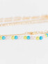 Фото #3 товара Topshop pack of 3 bead and chain bracelets in gold