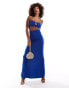 ASOS DESIGN bandeau with gold bead trim maxi dress in cobalt blue