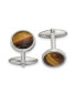 Stainless Steel Polished Tiger's Eye Circle Cufflinks