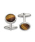 ფოტო #1 პროდუქტის Stainless Steel Polished Tiger's Eye Circle Cufflinks