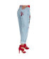 Фото #2 товара Women's Curvy Fit Light Wash Dragon Embroidered Mom Jeans