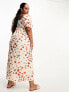Фото #5 товара Wednesday's Girl Curve strawberry print milkmaid midaxi dress in cream