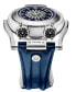 ფოტო #2 პროდუქტის Men's Triton Automatic Blue Genuine Leather Strap Watch 49mm