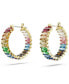 ფოტო #6 პროდუქტის Multicolored Baguette Cut Gold-Tone Plated Matrix Hoop Earrings