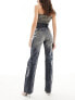 Фото #3 товара Weekday Arrow co-ord wax coated low waist regular fit straight leg jeans in washed blue