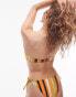 Topshop stripe print halter neck bikini top in abstract orange