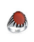 ფოტო #4 პროდუქტის Biker Jewelry Mens Animal Claw Set Large Oval Cabochon Gemstone Signet Statement Western Ring For Men Oxidized .925 Silver Handmade In Turkey