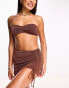 Фото #2 товара Miss Selfridge glitter bandeau back detail bikini top in bronze