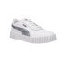 Puma Carina 2.0 Cloudy Metallic Logo Lace Up Toddler Girls White Sneakers Casua