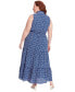 Фото #2 товара Plus Size Floral-Print Ruffle-Collar Maxi Dress