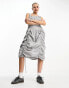 COLLISION festival utility maxi dress with ruching in light grey