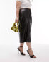 Topshop Curve leather seamed midi skirt in black UK 18 - фото #8