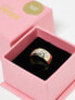 Pieces plated gift boxed chunky ring with scattered diamantes in gold