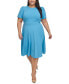 ფოტო #4 პროდუქტის Plus Size Short-Sleeve Midi Dress