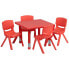 24'' Square Red Plastic Height Adjustable Activity Table Set With 4 Chairs