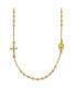 14k Yellow Gold Polished Cross Rosary Pendant Necklace 16"