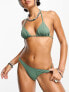 Weekday Cala triangle bikini 2 pack in black & khaki grey exclusive to ASOS