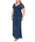Plus Size Beaded Illusion-Trim Side-Ruched Gown