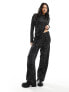 Фото #1 товара Pieces high waisted wide leg trousers co-ord in black paint splatter print