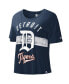 Фото #1 товара Women's Navy Distressed Detroit Tigers Cooperstown Collection Record Setter Crop Top