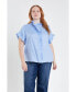 Women's Plus Size Linen Ruffle Shirt