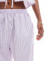 Фото #5 товара Reclaimed Vintage pull on trousers in summer lilac stripe