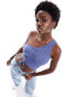 Фото #1 товара Cotton On one shoulder ruched tank top in blue