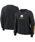 ფოტო #1 პროდუქტის Women's Black Pittsburgh Steelers Boxy Long Sleeve T-Shirt