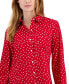 ფოტო #3 პროდუქტის Women's Cotton Dot-Print Tabbed Shirt
