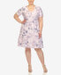 Plus Size Floral Short Sleeve Knee Length Dress Фиолетовый, 2X - фото #1