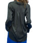 ფოტო #2 პროდუქტის Women's V-Neck Roll-Tab Satin Top