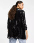 Фото #2 товара River Island Petite – Oversize-Blazer in Schwarz mit Paillettenbesatz, Kombiteil